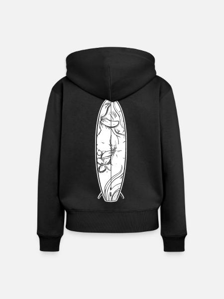 Cartoon Surfbrett - Frauen Premium Bio Zip Hoodie - Schwarz