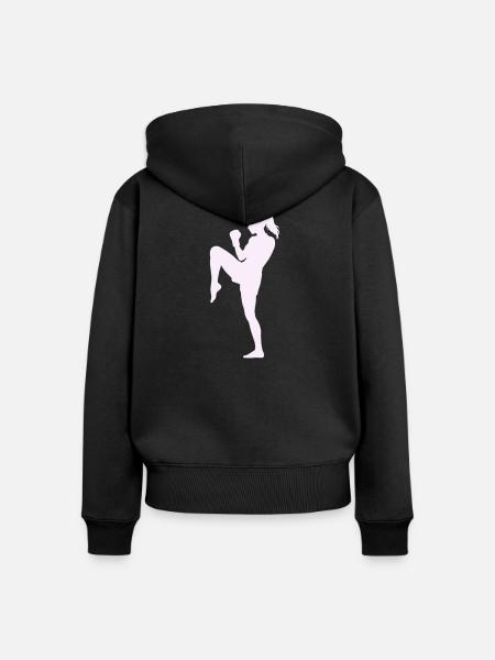 Frau Kampfsport Dynamischer Kick - Frauen Premium Bio Zip Hoodie - Schwarz