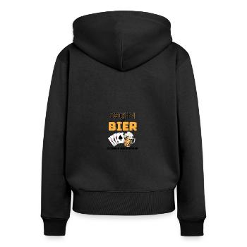 Pinces et bière - Sweat à capuche zippé Premium bio Femme - noir - Dos - Julia (174cm)