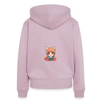 japanisch Hund Shiba Inu Mädchen mit Schneeflocken - Frauen Premium Bio Zip Hoodie - Altrosa - Hinten - Julia (174cm)