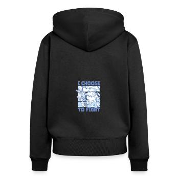 Je choisis le combat - Sweat à capuche zippé Premium bio Femme - noir - Dos - Julia (174cm)