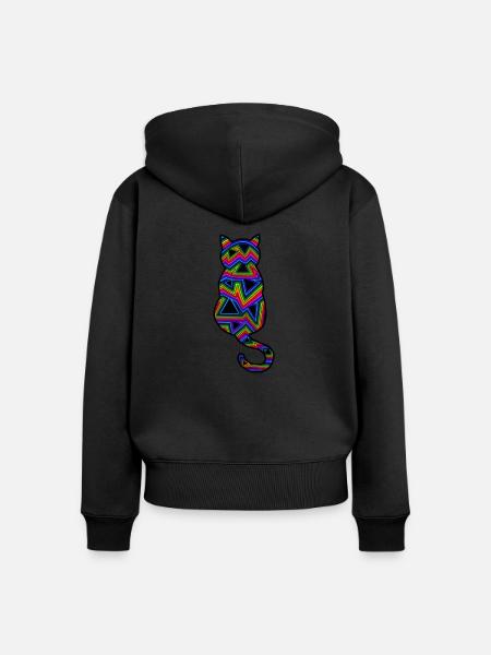 Psychedelische Katze - Frauen Premium Bio Zip Hoodie - Schwarz