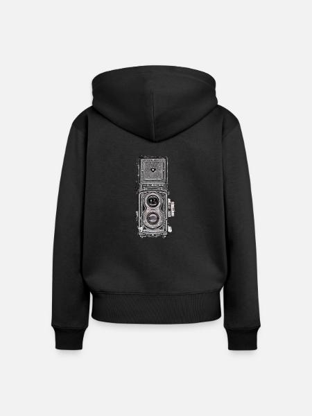 Kamera - Frauen Premium Bio Zip Hoodie - Schwarz