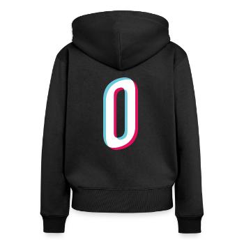 O - Buchstabe O und Zahl 0 Trikotnummer tik tok - Frauen Premium Bio Zip Hoodie - Schwarz - Hinten - Julia (174cm)