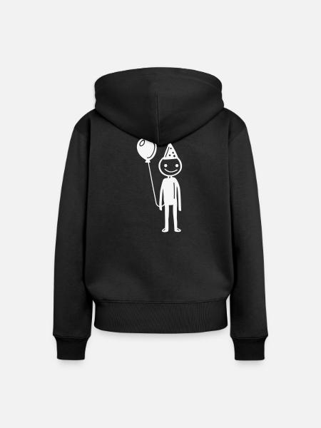 Feierliche Minimalfigur mit Ballon - Frauen Premium Bio Zip Hoodie - Schwarz