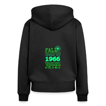 Fall 1966 - Frauen Premium Bio Zip Hoodie - Schwarz - Hinten - Julia (174cm)