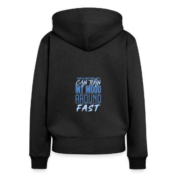 Sammlerstücke können meine Stimmung schnell verändern - Frauen Premium Bio Zip Hoodie - Schwarz - Hinten - Julia (174cm)