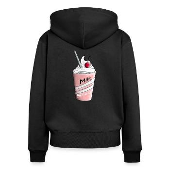 Milk Shake - Frauen Premium Bio Zip Hoodie - Schwarz - Hinten - Julia (174cm)