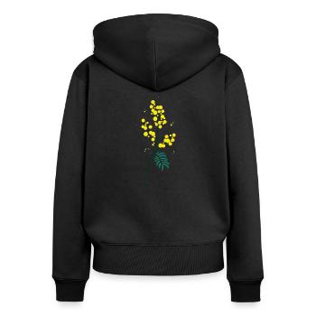 Petites Fleurs - Mimosa - Sweat à capuche zippé Premium bio Femme - noir - Dos - Julia (174cm)