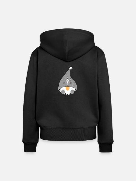 Wichtel mit Stern - Frauen Premium Bio Zip Hoodie - Schwarz