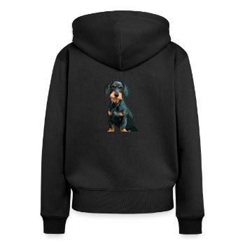 Chien de toit, teckel, teckel, illustration - Sweat à capuche zippé Premium bio Femme - noir - Dos - Julia (174cm)