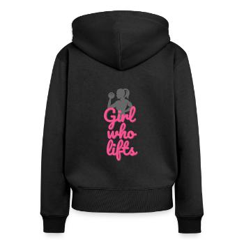 Girl who Lifts - Frauen Premium Bio Zip Hoodie - Schwarz - Hinten - Julia (174cm)