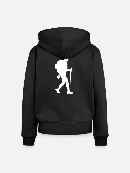 Wanderer Backpacker weiß - Frauen Premium Bio Zip Hoodie - Schwarz