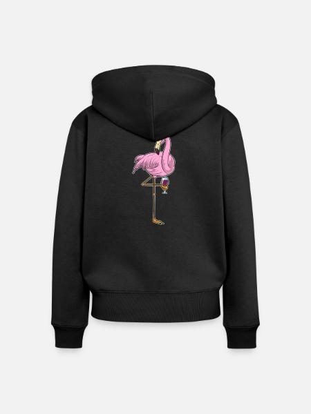 Flamingo Rotwein - Frauen Premium Bio Zip Hoodie - Schwarz