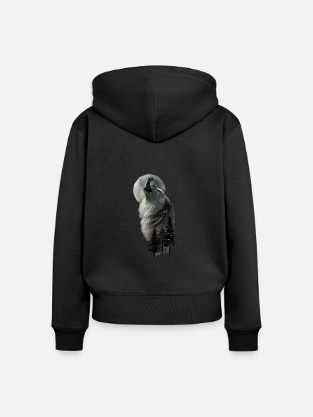 Wolv - Frauen Premium Bio Zip Hoodie - Schwarz