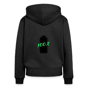 Batterie a 100% complète énergie - Sweat à capuche zippé Premium bio Femme - noir - Dos - Julia (174cm)