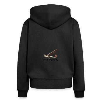 Belpmoos - Frauen Premium Bio Zip Hoodie - Schwarz - Hinten - Julia (174cm)