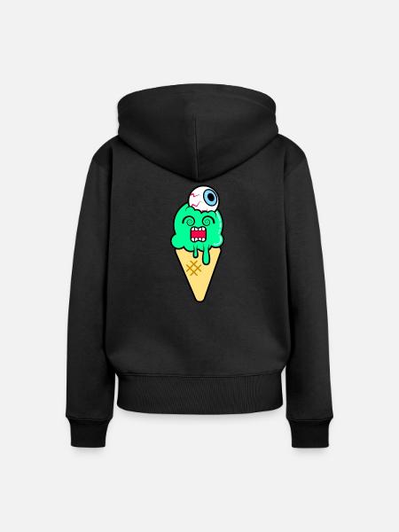 Funky Ice Cream - Frauen Premium Bio Zip Hoodie - Schwarz