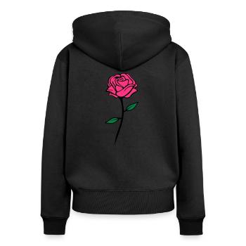 rose design - Frauen Premium Bio Zip Hoodie - Schwarz - Hinten - Julia (174cm)
