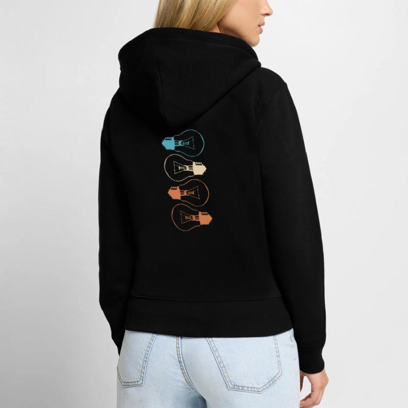 Idea Light Bulb Light Brain Lamp Thinking Vector Women's Premium Organic Zip Hoodie