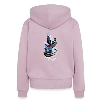 Plume - Sweat à capuche zippé Premium bio Femme - rose poudré - Dos - Julia (174cm)