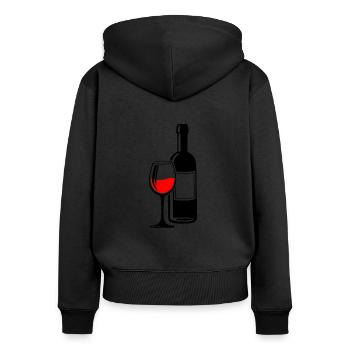 Wine Wine glass Wine bottle Red wine wine lover - Women's Premium Organic Zip Hoodie - black - Back - Julia (174cm)