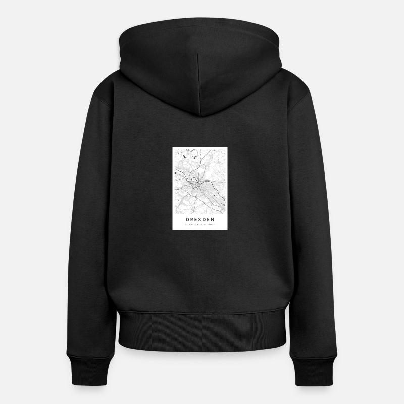 Dresde Carte Plan route Elbe - Sweat à capuche zippé Premium bio Femme - noir