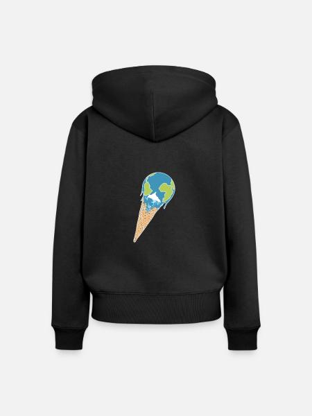 Faire fondre la terre comme crème glacée dans une gaufre - Sweat à capuche zippé Premium bio Femme - noir