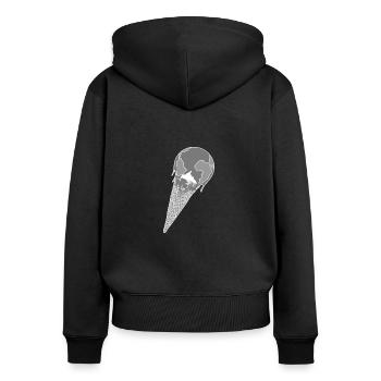 Schmelzende Erde als Eis in der Waffel - Frauen Premium Bio Zip Hoodie - Schwarz - Hinten - Julia (174cm)