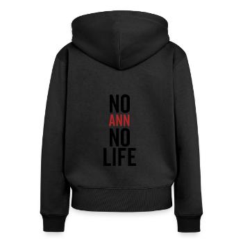 Pas d’Ann Pas de vie - Sweat à capuche zippé Premium bio Femme - noir - Dos - Julia (174cm)
