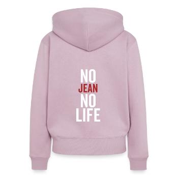 No Jean No Life - Frauen Premium Bio Zip Hoodie - Altrosa - Hinten - Julia (174cm)