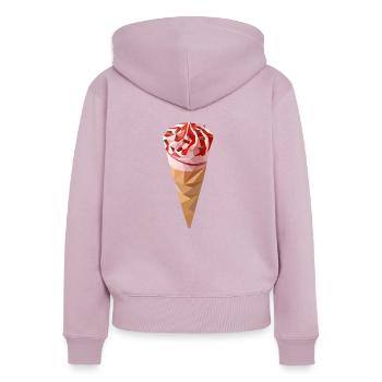 Polyart Glace - Sweat à capuche zippé Premium bio Femme - rose poudré - Dos - Julia (174cm)