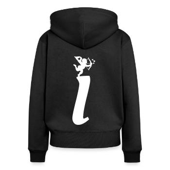 I - Sweat à capuche zippé Premium bio Femme - noir - Dos - Julia (174cm)