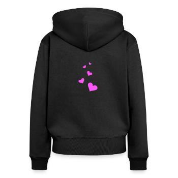Herzen pink - Frauen Premium Bio Zip Hoodie - Schwarz - Hinten - Julia (174cm)