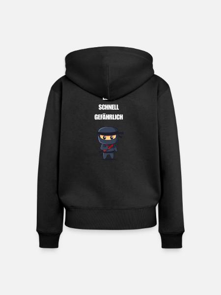 Leise Schnell Gefährlich Ninja - Frauen Premium Bio Zip Hoodie - Schwarz