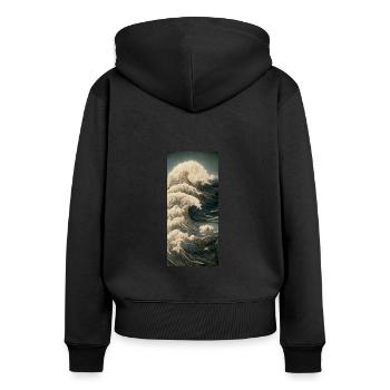 Kanagawa Wave Japonais - Sweat à capuche zippé Premium bio Femme - noir - Dos - Julia (174cm)