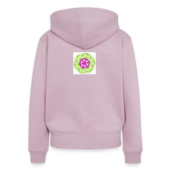 Blume des Lebens pink grün - Frauen Premium Bio Zip Hoodie - Altrosa - Hinten - Julia (174cm)