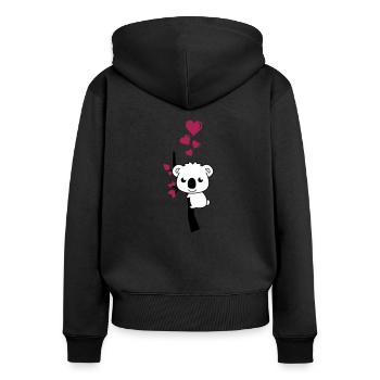 koala doux 002 - Sweat à capuche zippé Premium bio Femme - noir - Dos - Julia (174cm)