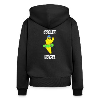Cooler Vogel - Frauen Premium Bio Zip Hoodie - Schwarz - Hinten - Julia (174cm)