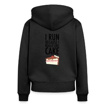 I Run Because I Really Like Cake - Sweat à capuche zippé Premium bio Femme - noir - Dos - Julia (174cm)