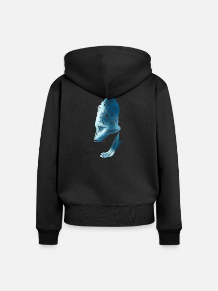 Wolf - Frauen Premium Bio Zip Hoodie - Schwarz