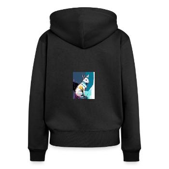White Rabbit - Frauen Premium Bio Zip Hoodie - Schwarz - Hinten - Julia (174cm)