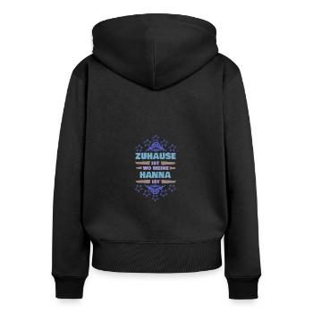 Vorname Hanna - Frauen Premium Bio Zip Hoodie - Schwarz - Hinten - Julia (174cm)