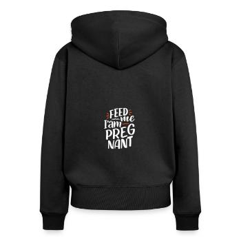 Faim Nourrissez-moi Je suis enceinte Enceinte - Sweat à capuche zippé Premium bio Femme - noir - Dos - Julia (174cm)