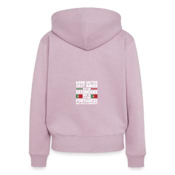 Portugiesen Portugal - Frauen Premium Bio Zip Hoodie - Altrosa - Hinten - Julia (174cm)