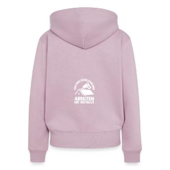 Dachdeckerei Ausbildung Lehrling Auzbi Dachdecker - Frauen Premium Bio Zip Hoodie - Altrosa - Hinten - Julia (174cm)