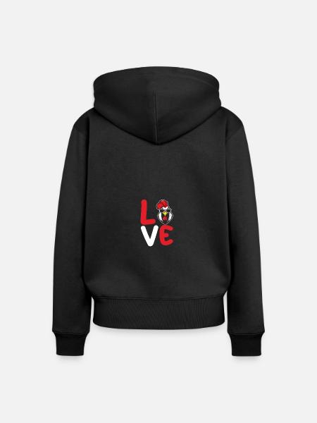Hühner Hahn - Frauen Premium Bio Zip Hoodie - Schwarz