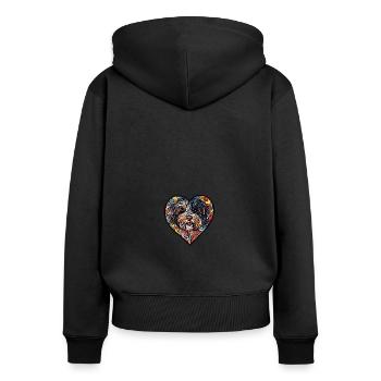 Havanese Hund Herz Love - Frauen Premium Bio Zip Hoodie - Schwarz - Hinten - Julia (174cm)