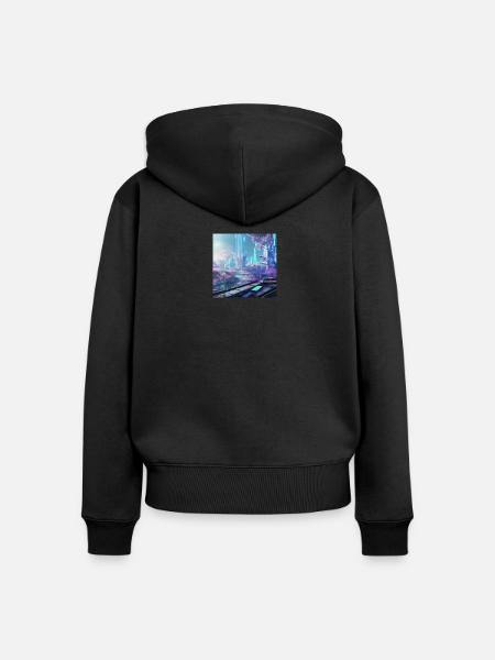 AI World - Frauen Premium Bio Zip Hoodie - Schwarz