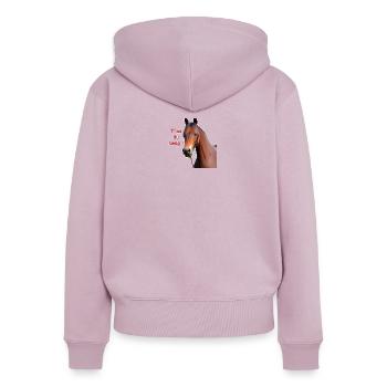 "T'as du swag !" - Sweat à capuche zippé Premium bio Femme - rose poudré - Dos - Julia (174cm)